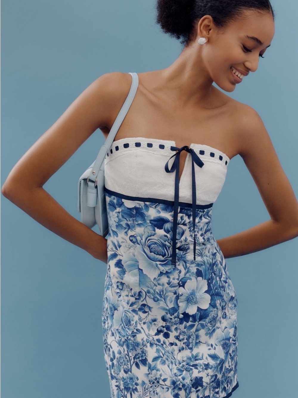 Anthropologie Maeve Strapless Tie-Front Mini Dress Size M MSRP $168 - Picture 3 of 6